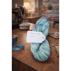 Hand Dyed Superwash Wool Yarn Lagoon Fingering Weight 130 Yards